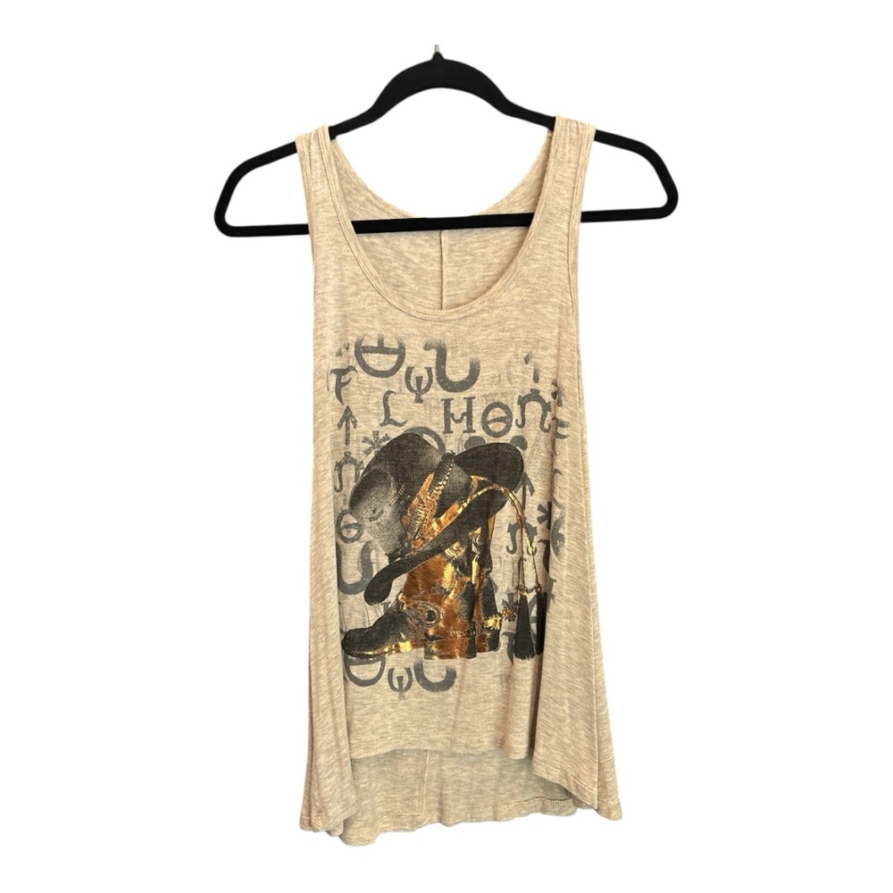 Cream Graphic Sleeveless Tank Top for Nashville or Calgary Stampede